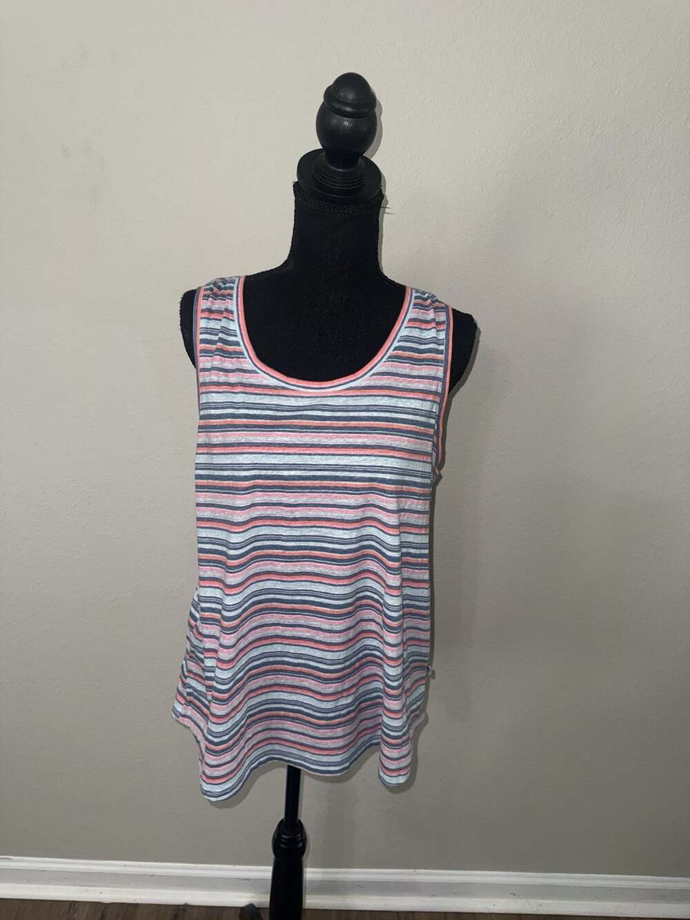 NWT Ocean + Coast Mens Size L Tank Top Blue Orange Striped Moisture Wicking